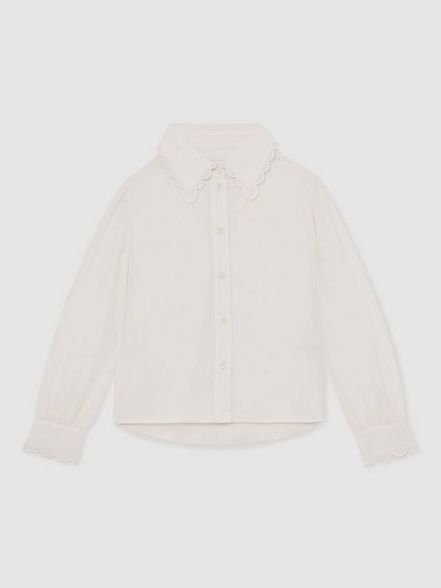 

Детская блузка Elia с длинными рукавами и фигурным краем Reiss, Ivory