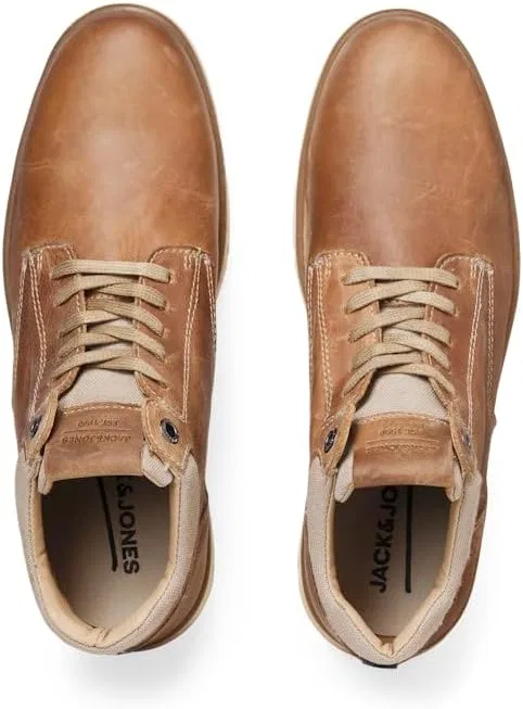 Мужские кожаные ботинки на шнуровке JACK & JONES Jfwglendale, Tobacco Brown — фото 3