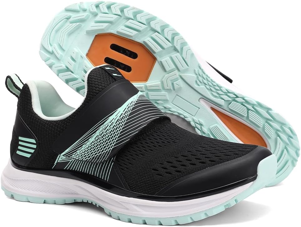 

Женские шоссейные велотуфли для зала с креплением SPD, совместимые с контактными педалями, удобные и дышащие Kofuboke, зеленый