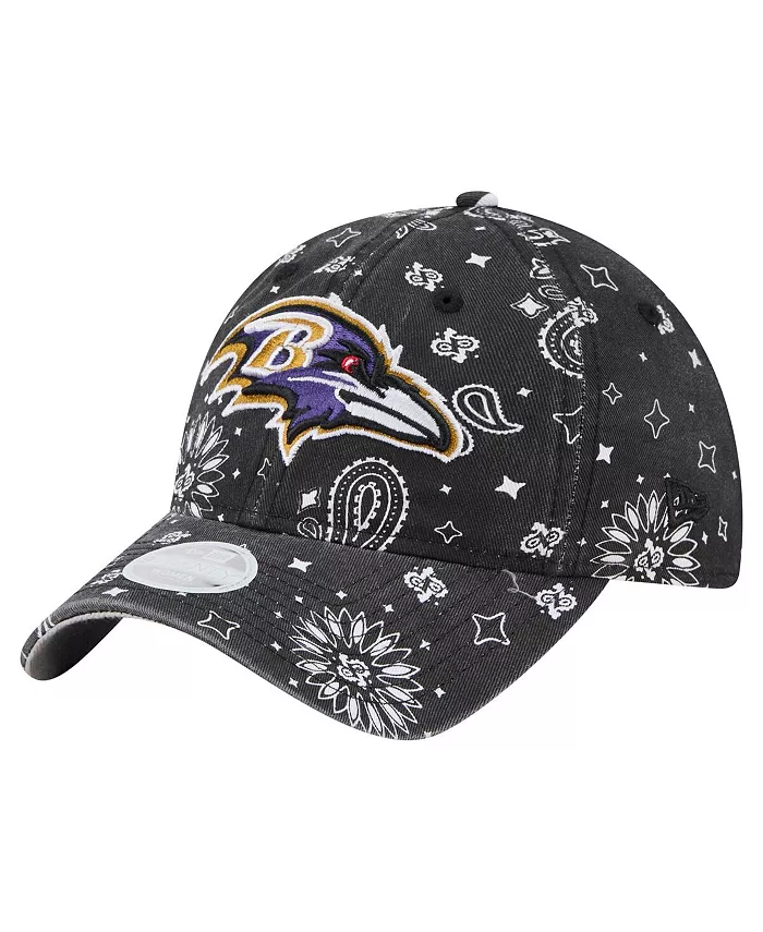 

Женская регулируемая кепка Baltimore Ravens Paisley 9TWENTY черного цвета New Era
