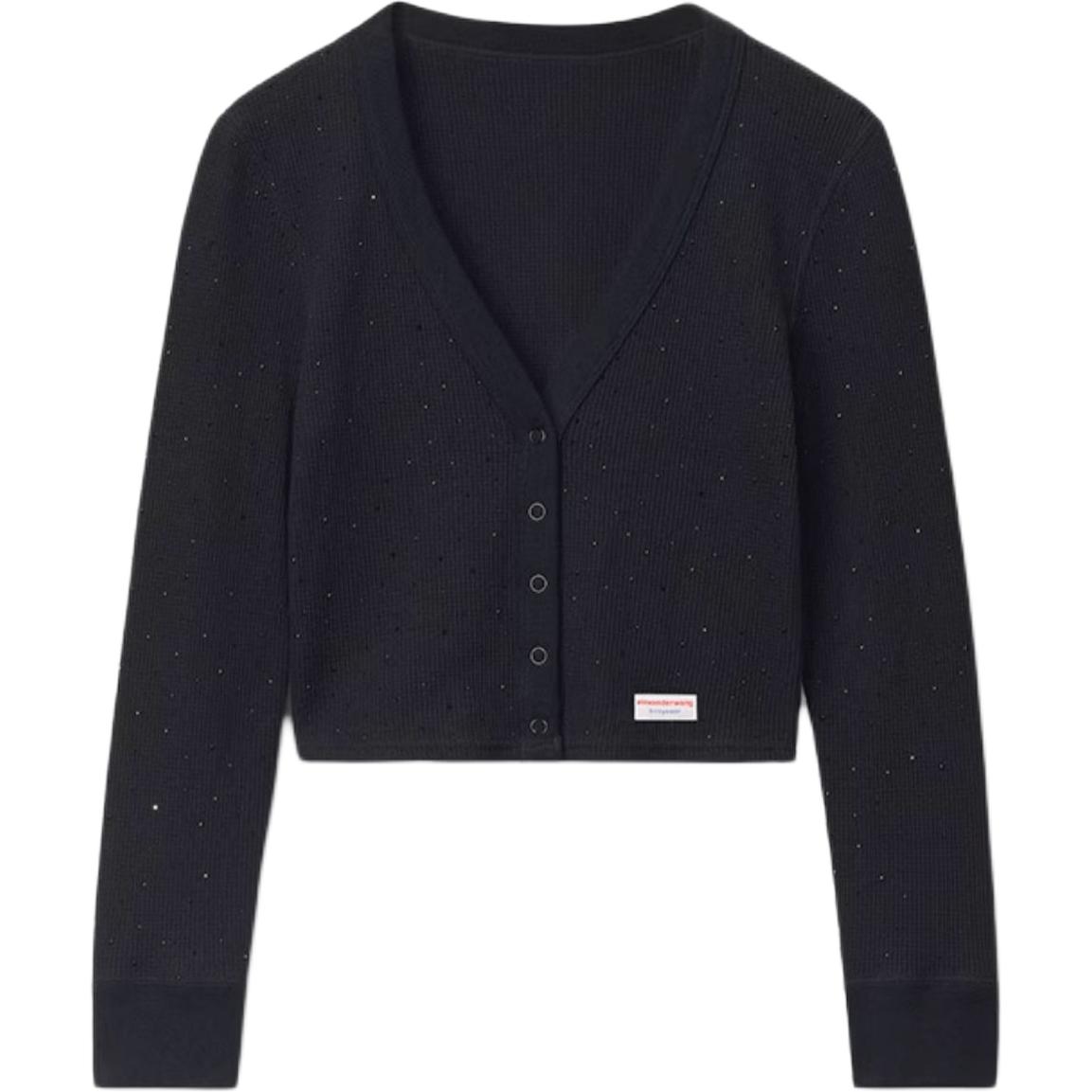 

Короткий кардиган с пуговицами в рубчик Alexander Wang, черный