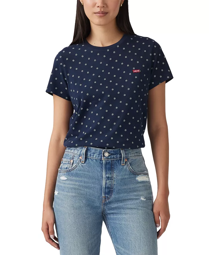 

Женская хлопковая футболка The Perfect Crewneck Levi's, синий