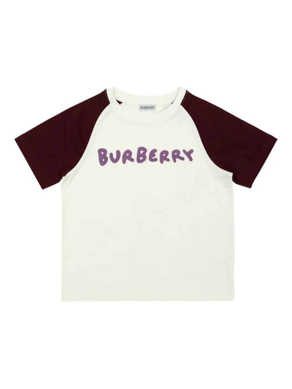 

Футболка с логотипом и рукавами реглан BURBERRY KIDS, белый