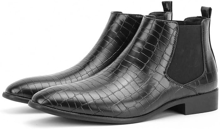 

Мужские ботинки челси Santimon с тиснением под крокодиловую кожу, кожаные ботинки без шнурков, деловые, повседневные, для офиса, свадьбы и вечерних мероприятий, черный