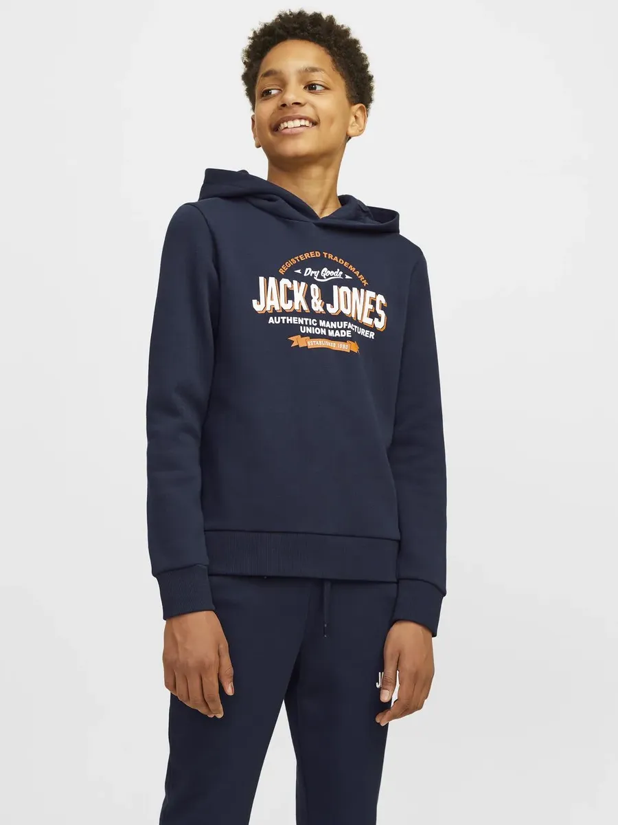 

Детская толстовка с капюшоном Jack & Jones "JJELOGO SWEAT HOOD 2 COL 24/25 NOOS JNR" Jack & Jones Junior, синий