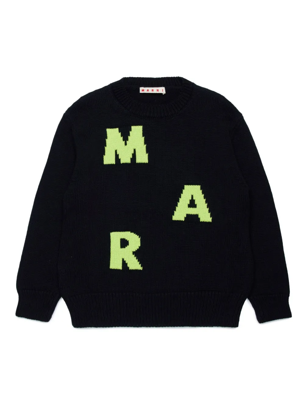 

Джемпер вязки интарсия с логотипом Marni Kids, черный
