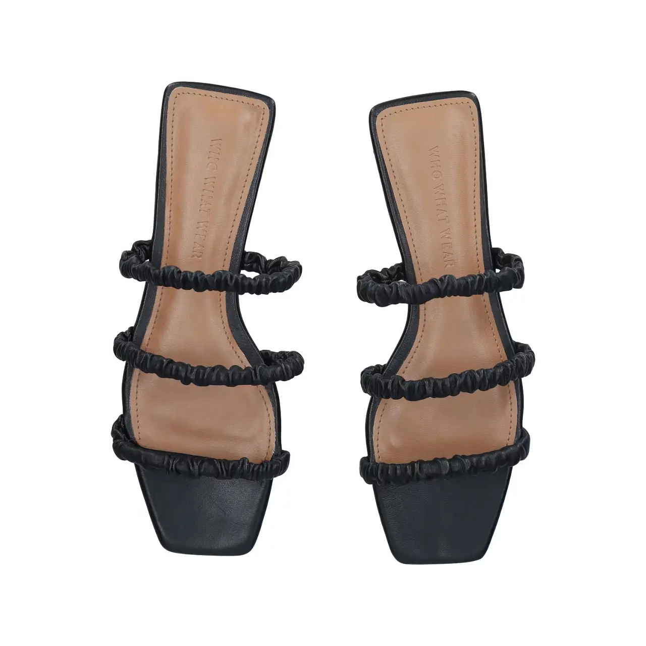 Кожаные женские сандалии Who What Wear Zela US 8 черные с квадратным носком на плоской подошве модель KHD730 — фото 4
