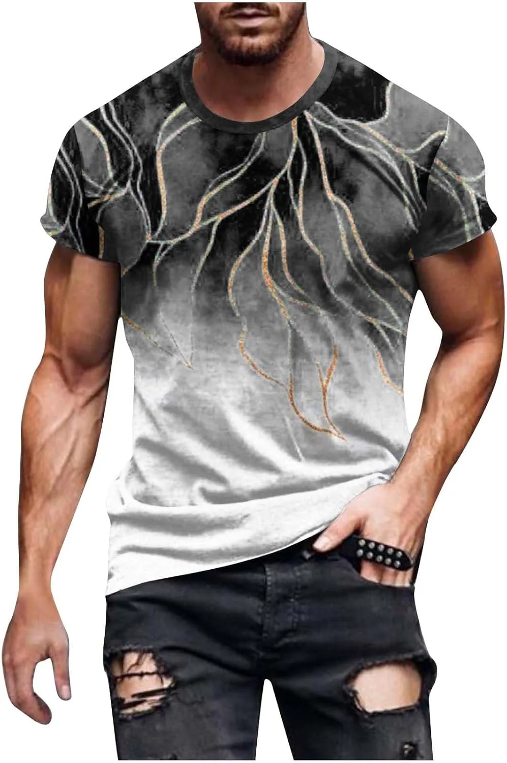 

Футболка Muscularfit с мраморным принтом