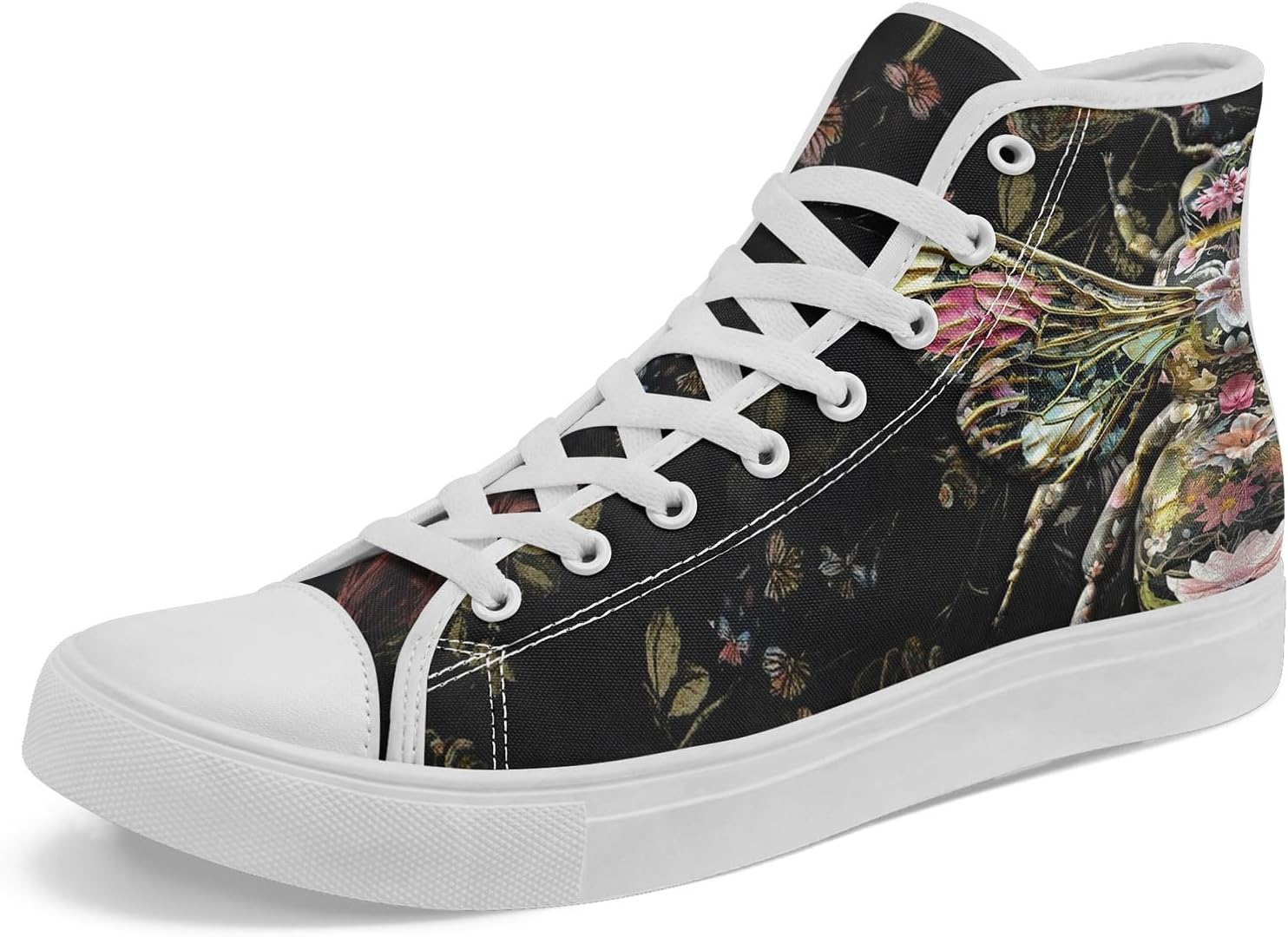 

Кроссовки на высокой подошве AWSOLE Fashion из канвы для мужчин и женщин, унисекс, с принтом пчелы, бабочки, луны и цветов, легкие повседневные обувь на плоской подошве, белый/черный/розовый/коричневый/золотой