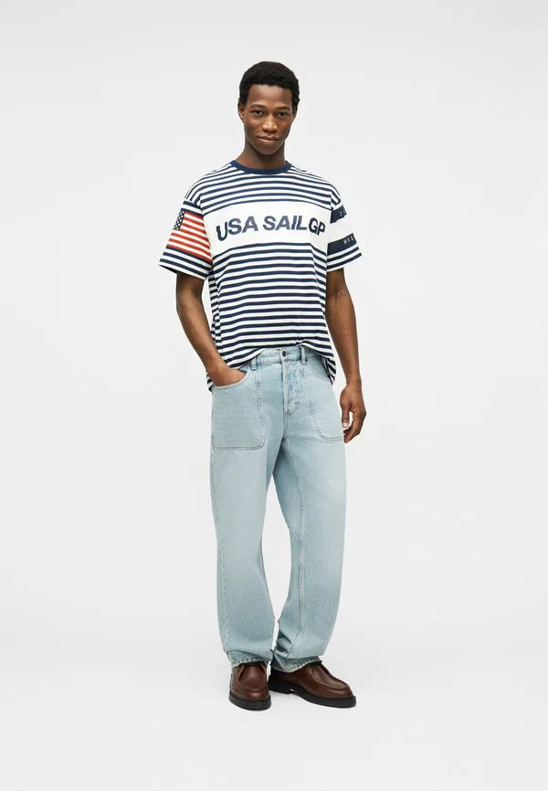 Футболка tommy x us sail gp team stripe relaxed tshirt print tshirt Tommy Hilfiger, Ecru/Yale Navy — фото 2