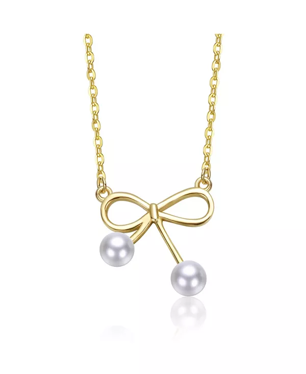 

Детское ожерелье с бантом из двух белых жемчужин, покрытое 14-каратным золотом Gigigirl, gold