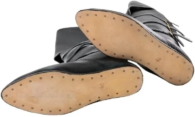 

Средневековые кожаные сапоги, пара, черные, с пряжкой и ремешком Rhishoe