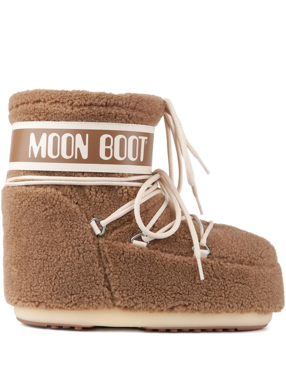 Ботинки женские Moon Boot Icon из материала с флисовой текстурой, бежевый