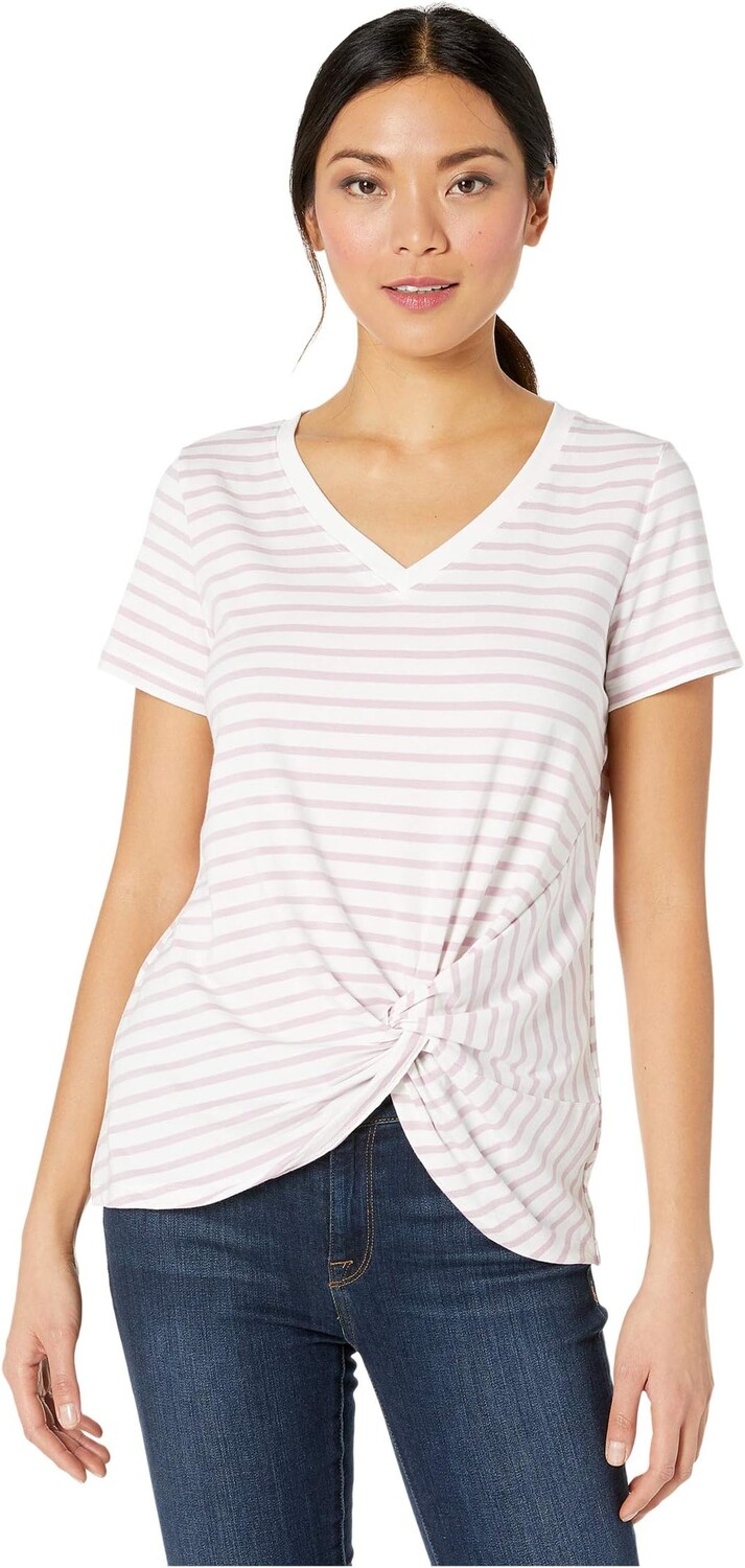 

Пуловер Tribal Short Sleeve V-Neck Top w/ Knot, цвет Lilac