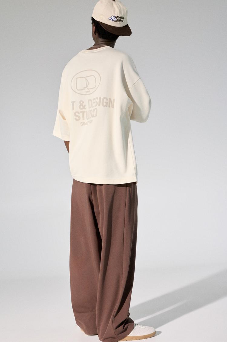 

Толстовка с коротким рукавом и логотипом Pull And Bear, экрю