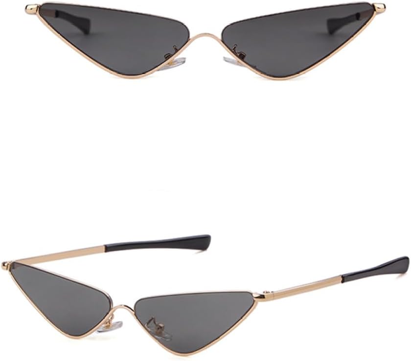 

Винтажные металлические тонкие солнцезащитные очки 2027 года для женщин, треугольная оправа, модные солнцезащитные очки с линзами «кошачий глаз» и «океанский» MTZJH, C1 Gold Gray