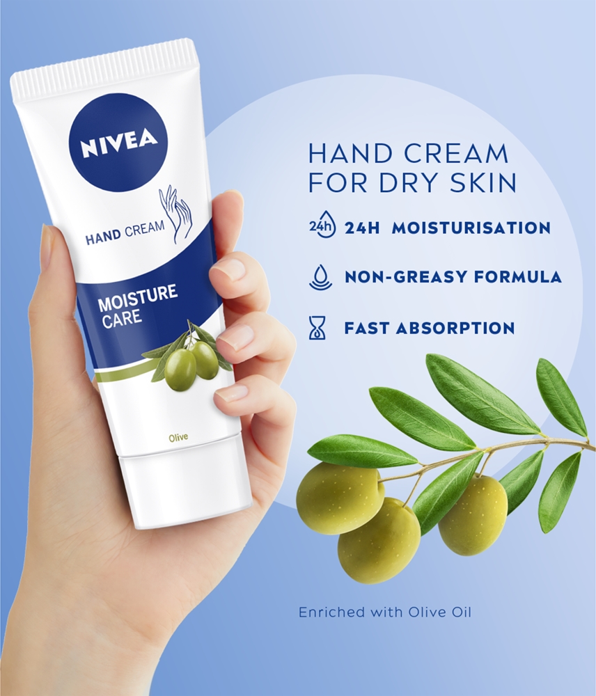 Увлажняющий оливковый крем для рук и ногтей Moisture Care Nivea, 75 мл — фото 3