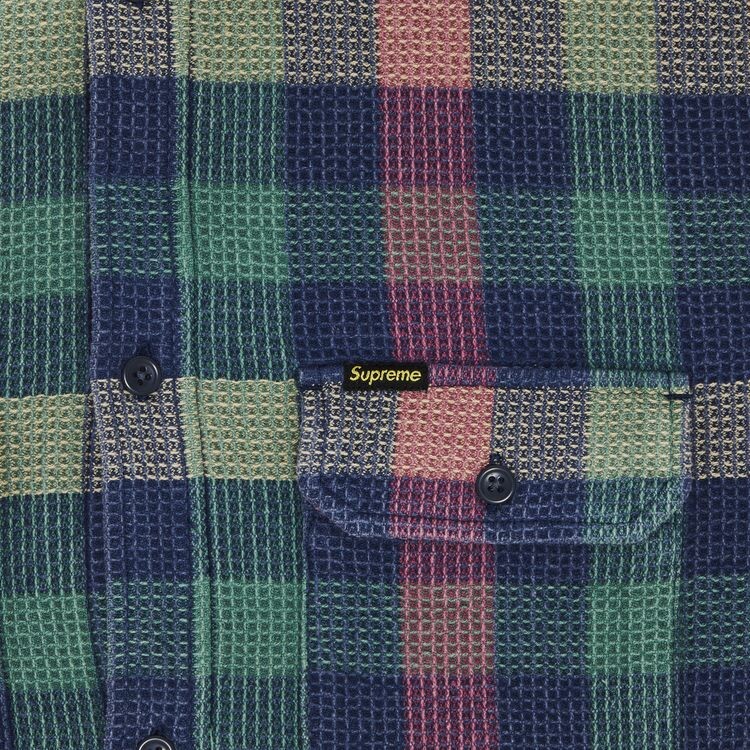 Рубашка Supreme Waffle Plaid Hooded Shirt Multicolor, разноцветный — фото 3