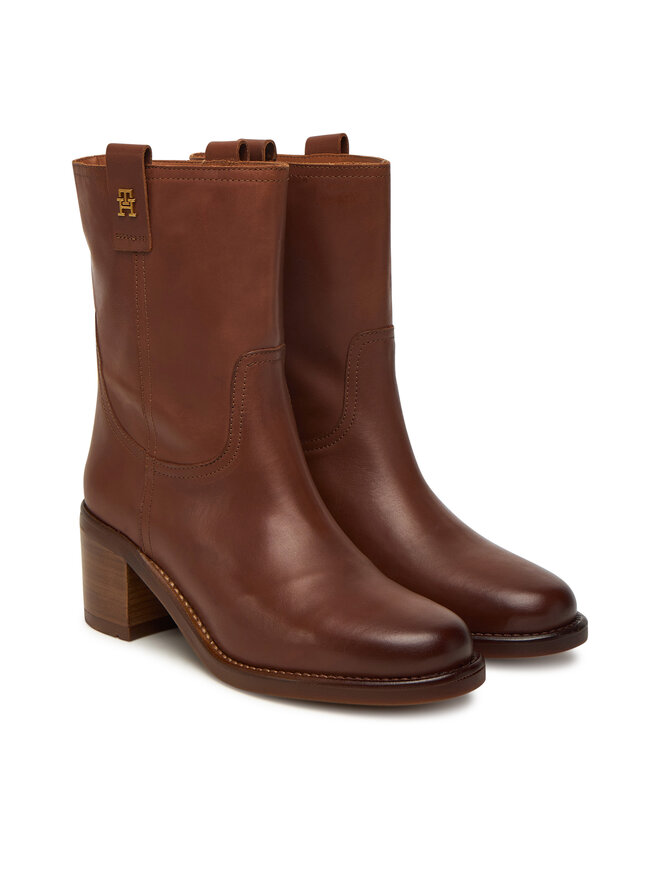 Ботильоны Riding Lthr Mid Boot Block Heel FW0FW08776 Tommy Hilfiger, коричневый — фото 2