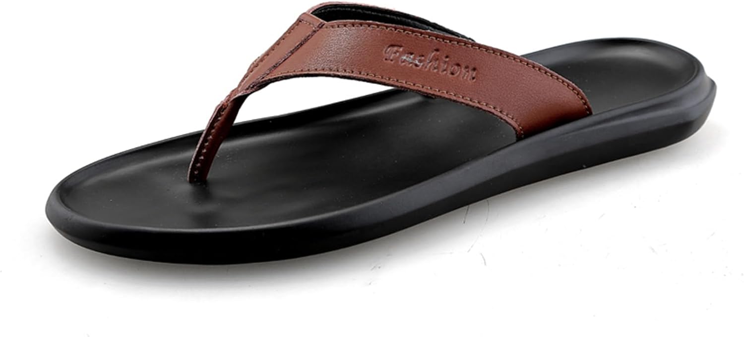 

Мужские мягкие кожаные тапочки Abborora, повседневные шлепанцы, пляжная обувь, коричневый