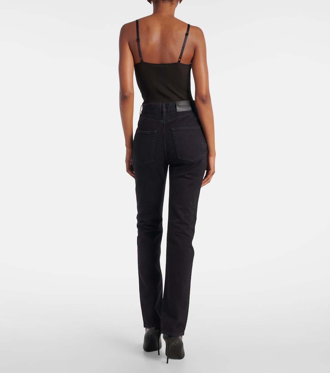 Джинсы с высокой талией и расклешенными штанинами в стиле 90-х Saint Laurent, Midnight Black — фото 3