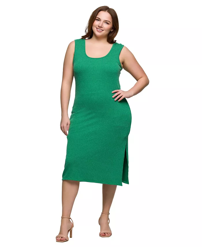

Платье миди без рукавов с боковыми разрезами больших размеров 24seven Comfort Apparel, зеленый