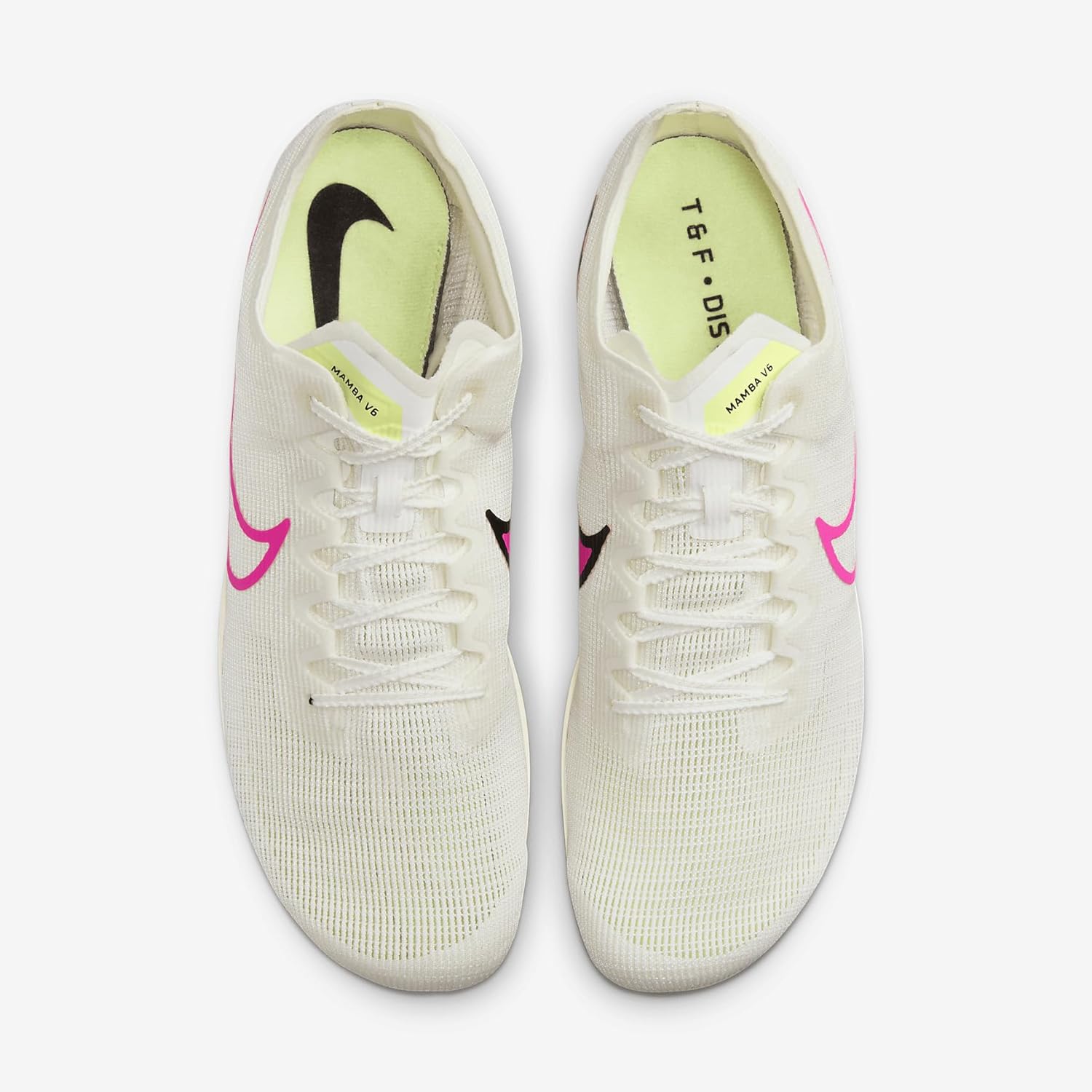 Легкоатлетические бутсы для бега на длинные дистанции Nike Zoom Mamba 6, 4,5 дюйма, белые/черные, Sail/Light Lemon Twist/Guava Ice/Fierce Pink — фото 4