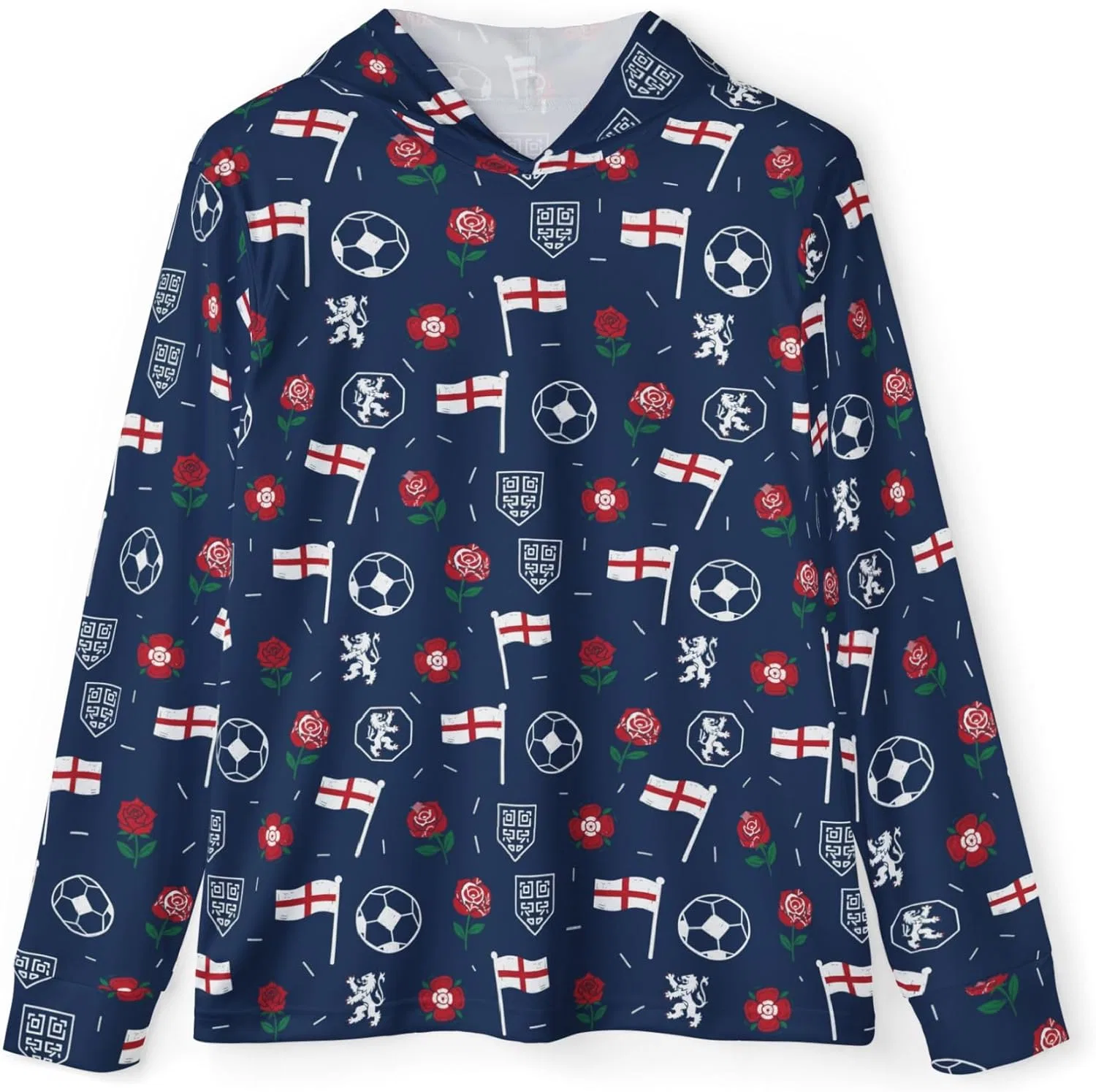 Мужская тренировочная толстовка England Fan of Soccer Sun Hoodie с защитой от ультрафиолета UPF 50+