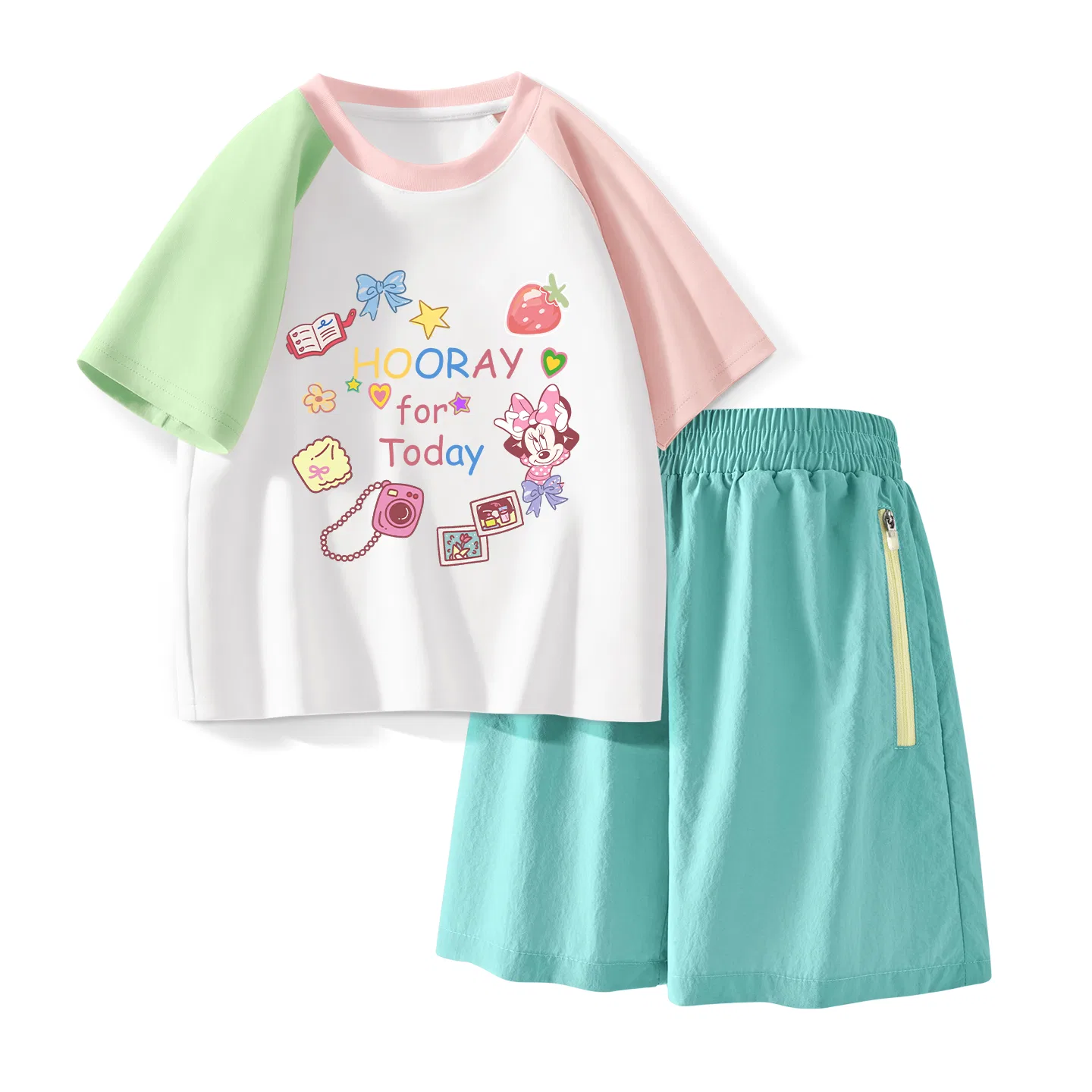 Детский спортивный костюм Casual Sportswear 2 Piece Set Disney, Di Bubble Flower Powder Purple+Solid Color Taro Paste Purple — фото 3