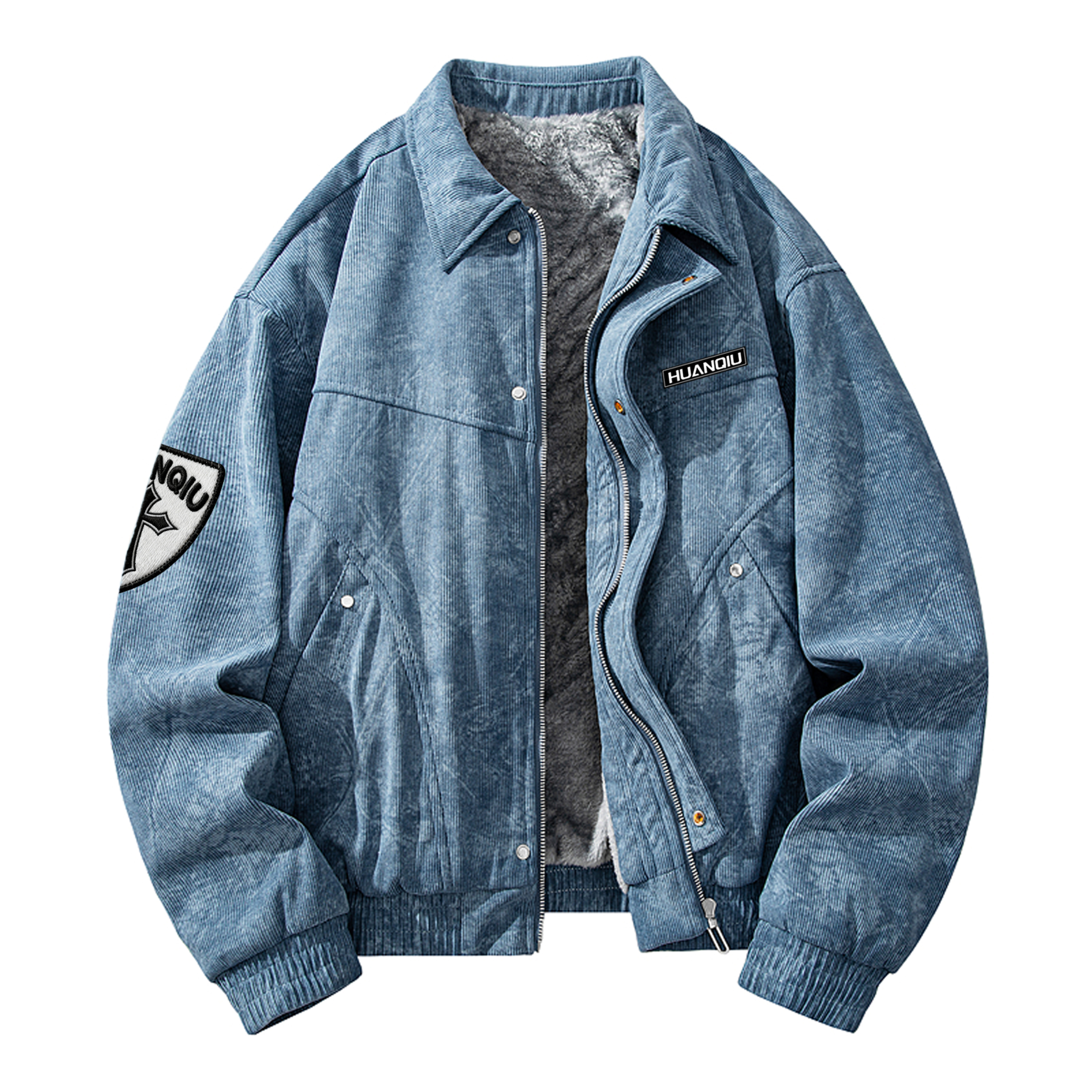 

Куртка Unisex Lapel Fleece lined Workwear HUANQIU, синий