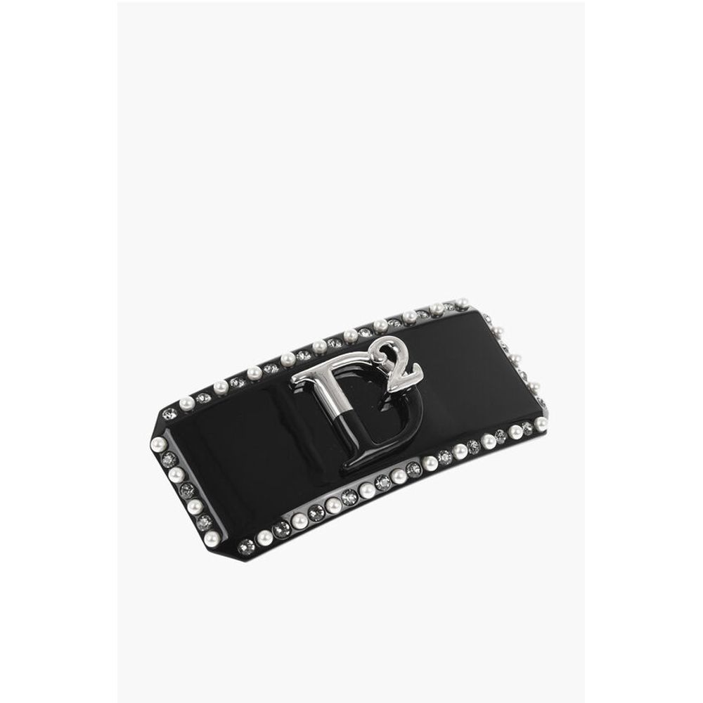 

Лакированная заколка для волос с бусинами и драгоценными камнями Dsquared2, черный
