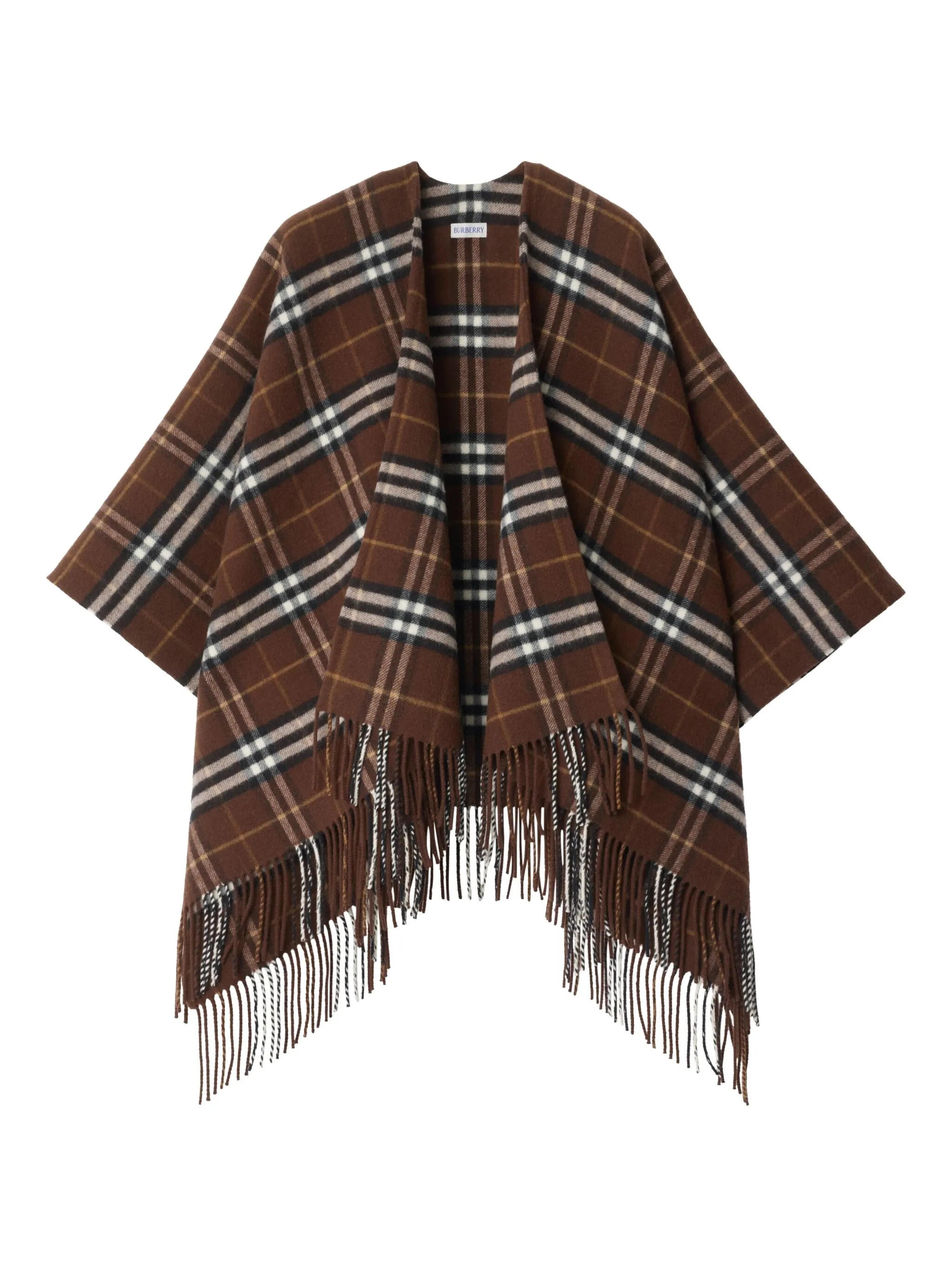 

Кейп в клетку тартан Burberry, коричневый