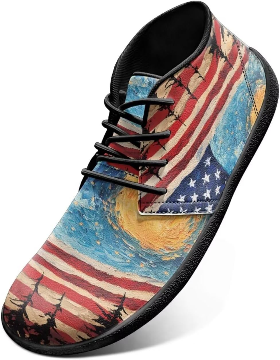 

Мужские кожаные лоферы на шнуровке с широким носком, модель «Такса Форхринс» в леопардовом принте, легкие и удобные, размер US 6-14 Forchrinse, Us Flag Starry Sky