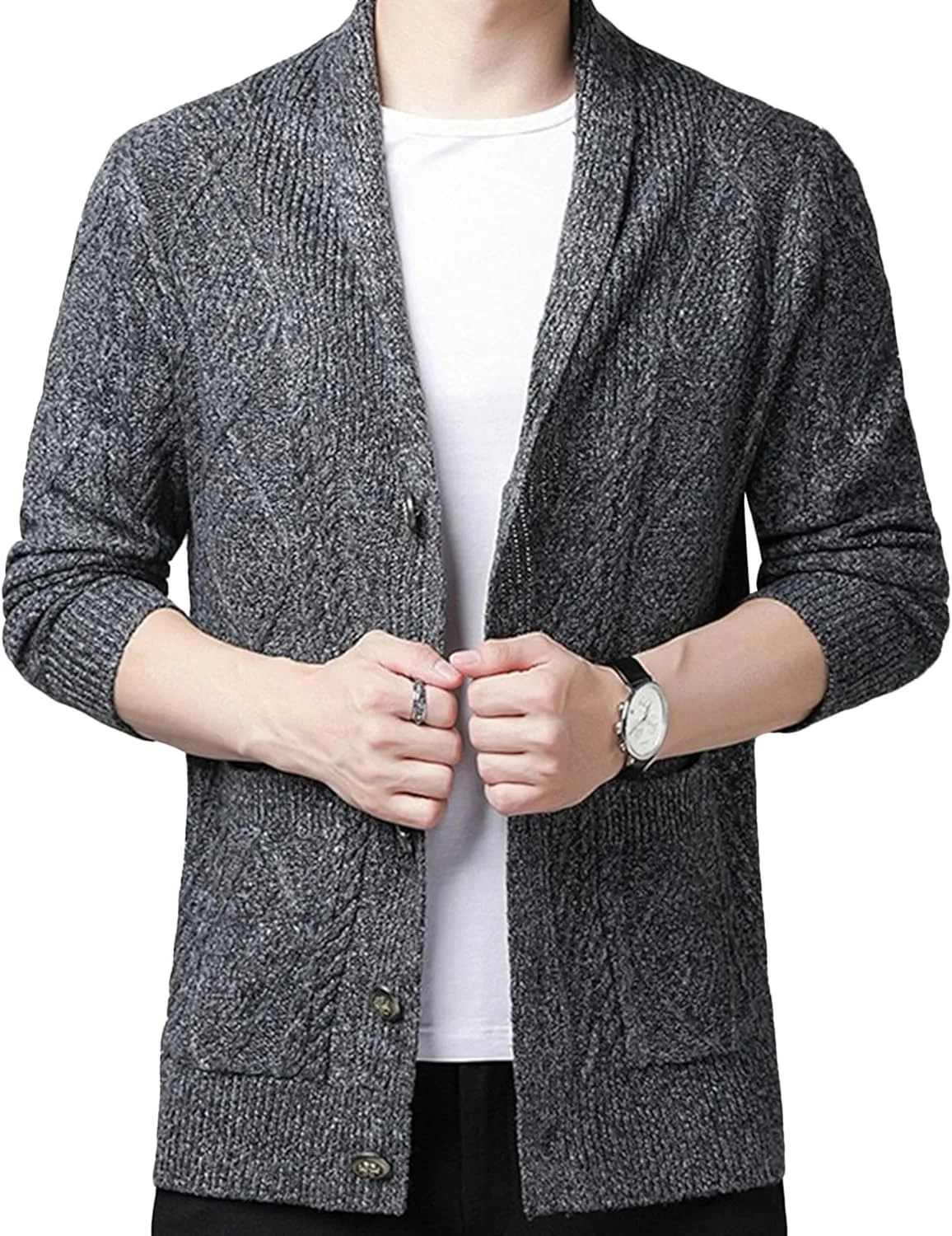 

Мужской кардиган с V-образным вырезом и карманом