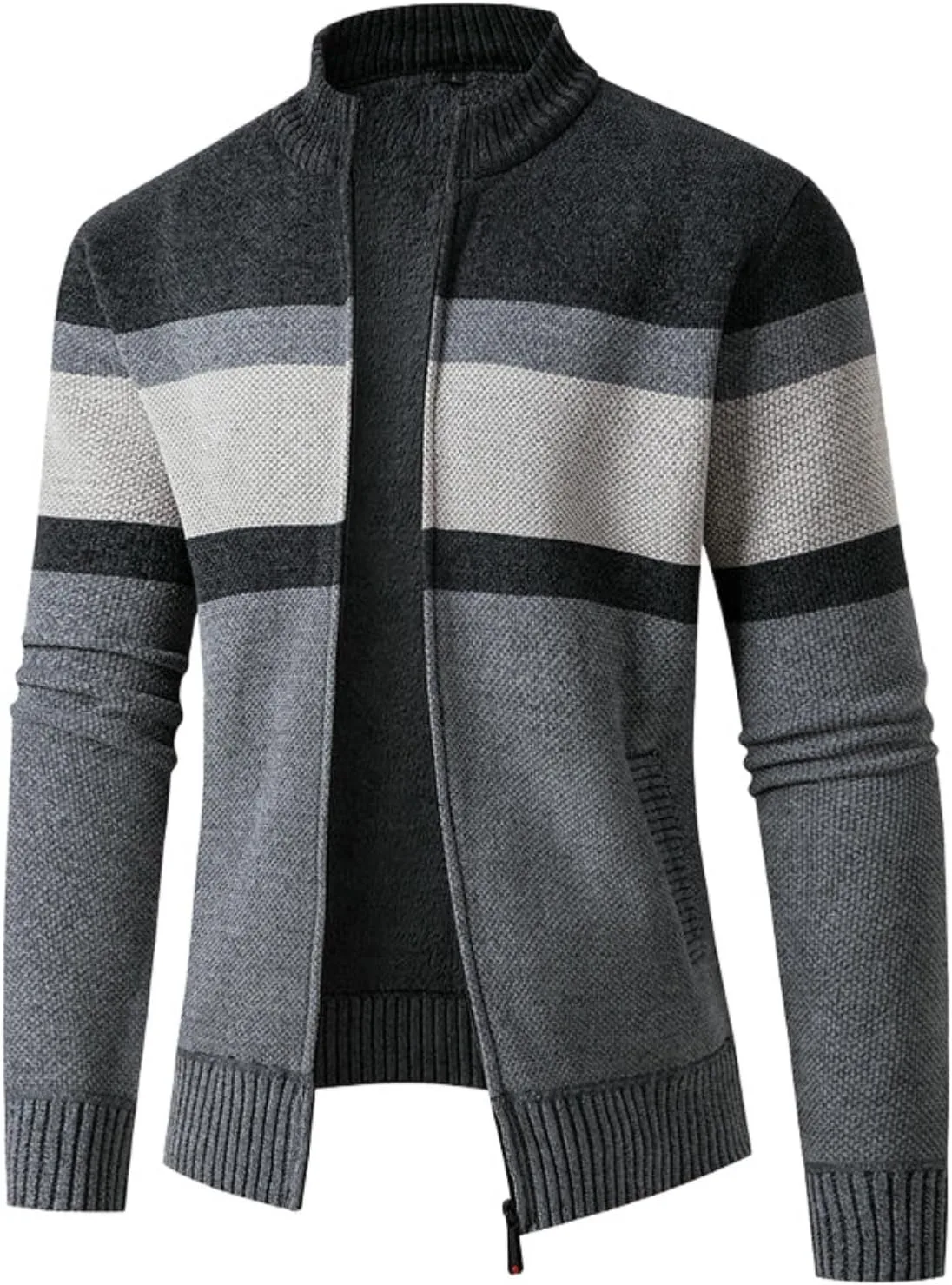 

Мужской кардиган с воротником стойкой и цветными блоками FOLKFOLD