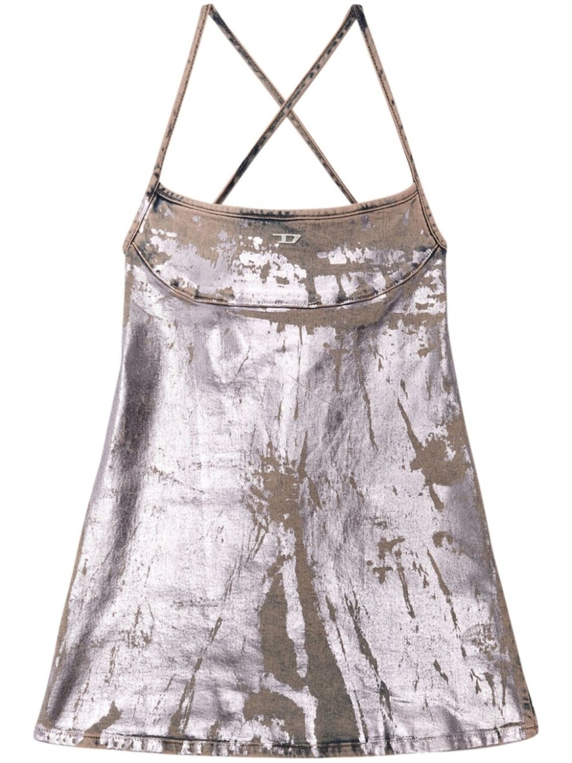 

Diesel платье мини с эффектом металлик и логотипом, розовый