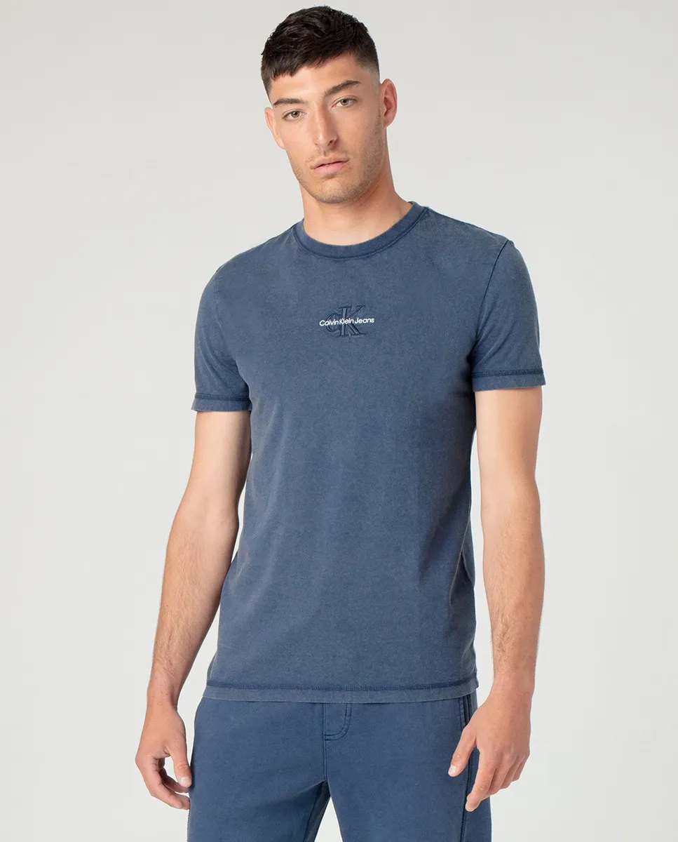 

Мужская футболка облегающего кроя синего цвета Calvin Klein Jeans, тёмно-синий