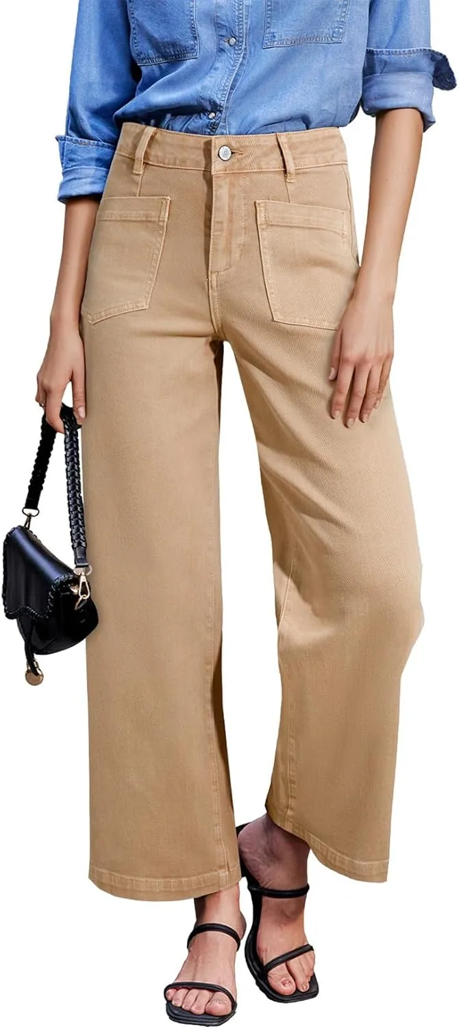 

Sidefeel женские джинсы с широкими штанинами, завышенной талией, прямые, свободного кроя