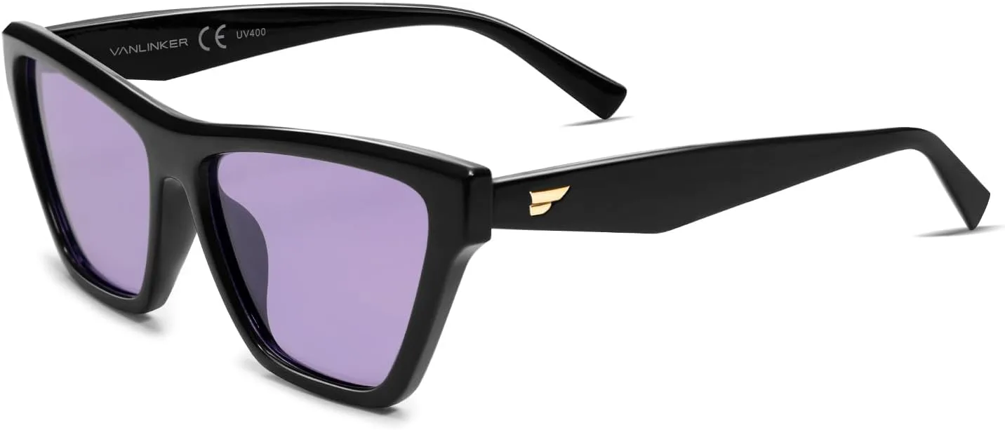 

Солнцезащитные очки VANLINKER Retro Polarized Square для женщин, классические очки для вождения и активного отдыха, защита UV400, VL9856, C5-black Frame/Purple Lens