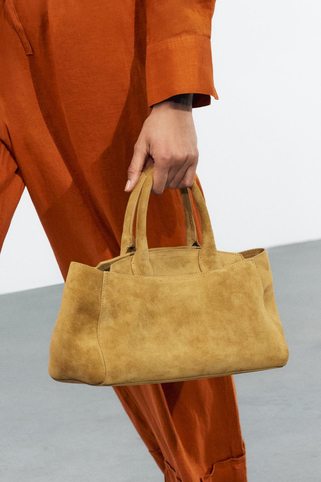 

Мини-раздельная замшевая городская сумка ZARA, желтый