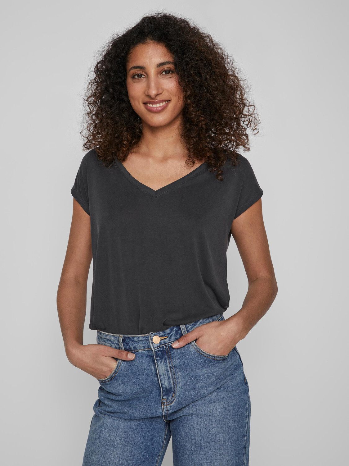 

Футболка Vila Basic V Neck Oberteil VIMODALA, черный