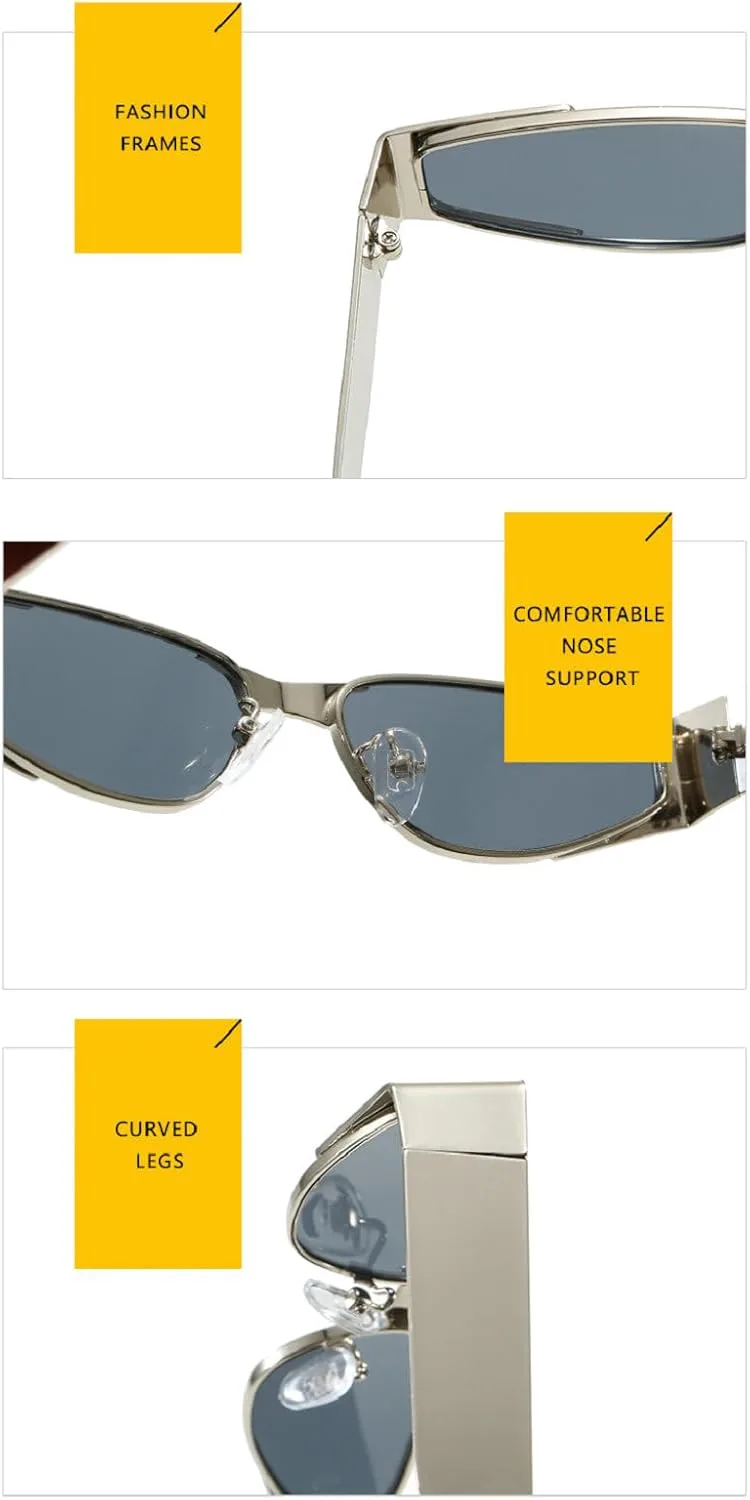 

Ретро-солнцезащитные очки «кошачий глаз» для женщин и мужчин, винтажные, в стиле 90-х, модные, с защитой от УФ-излучения UV400, металлическая оправа mincl, Blue