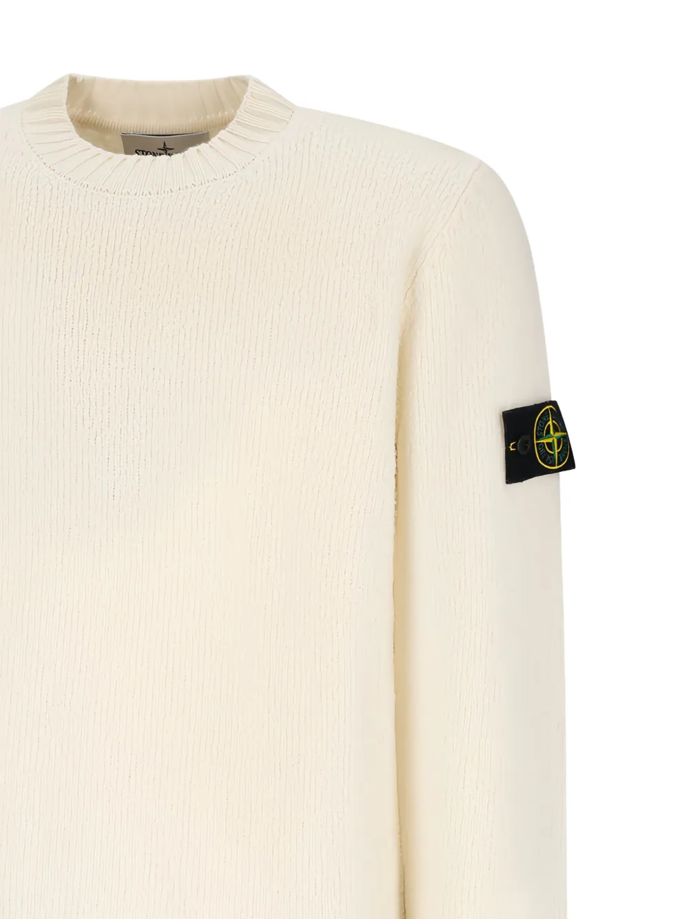 Свитер с круглым вырезом и цепочным швом на манжетах Stone Island, нейтральный — фото 3