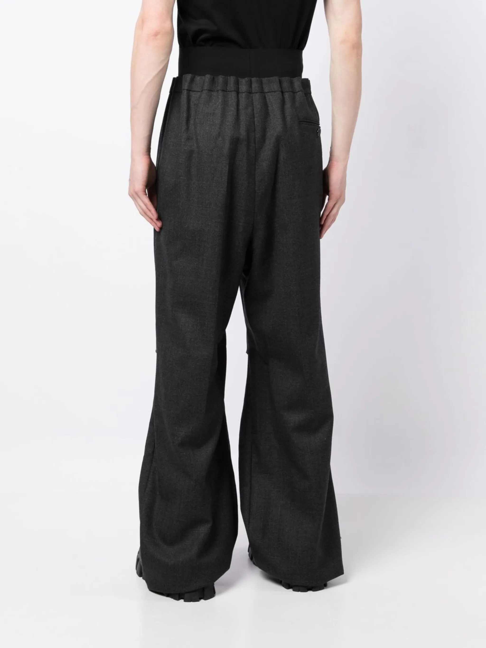 Шерстяные широкие брюки с завышенной талией Raf Simons, черный — фото 4