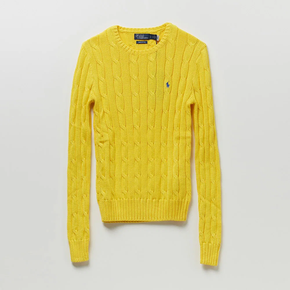 Женский облегающий джемпер с круглым вырезом, жёлтый, от Polo Ralph Lauren