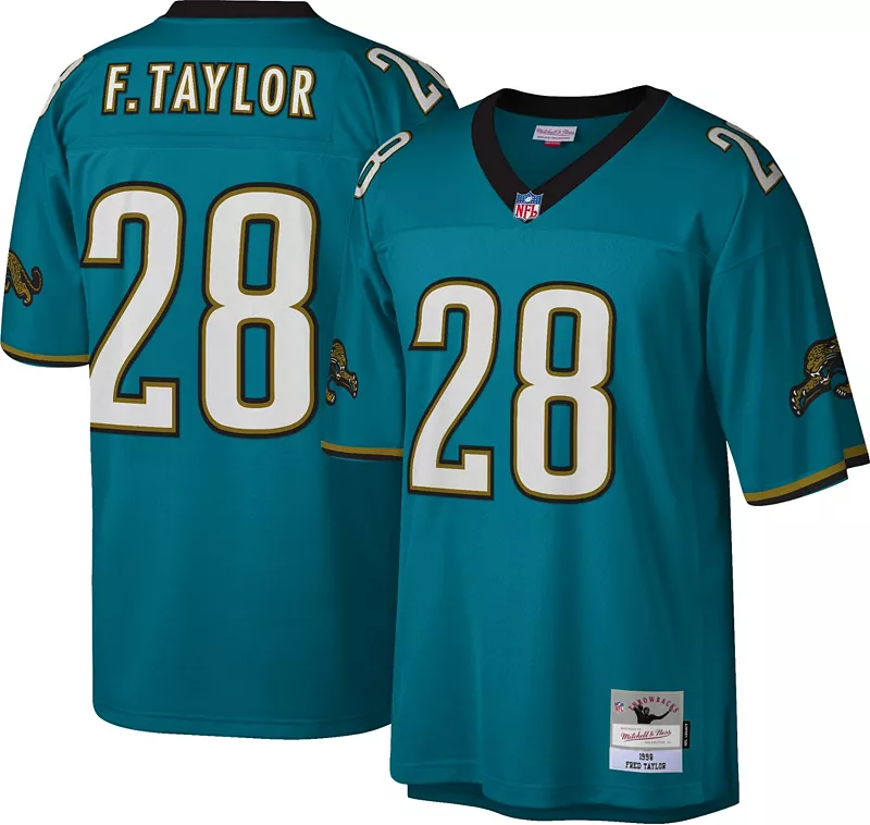 

Мужская домашняя майка Mitchell & Ness Jacksonville Jaguars Fred Taylor № 28, бирюзовая, 1998 г
