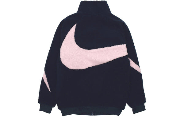 Куртка Nike Big Swoosh Large Logo lamb's wool Stay Warm Stand Collar Jacket Obsidian Color, черный — фото 2