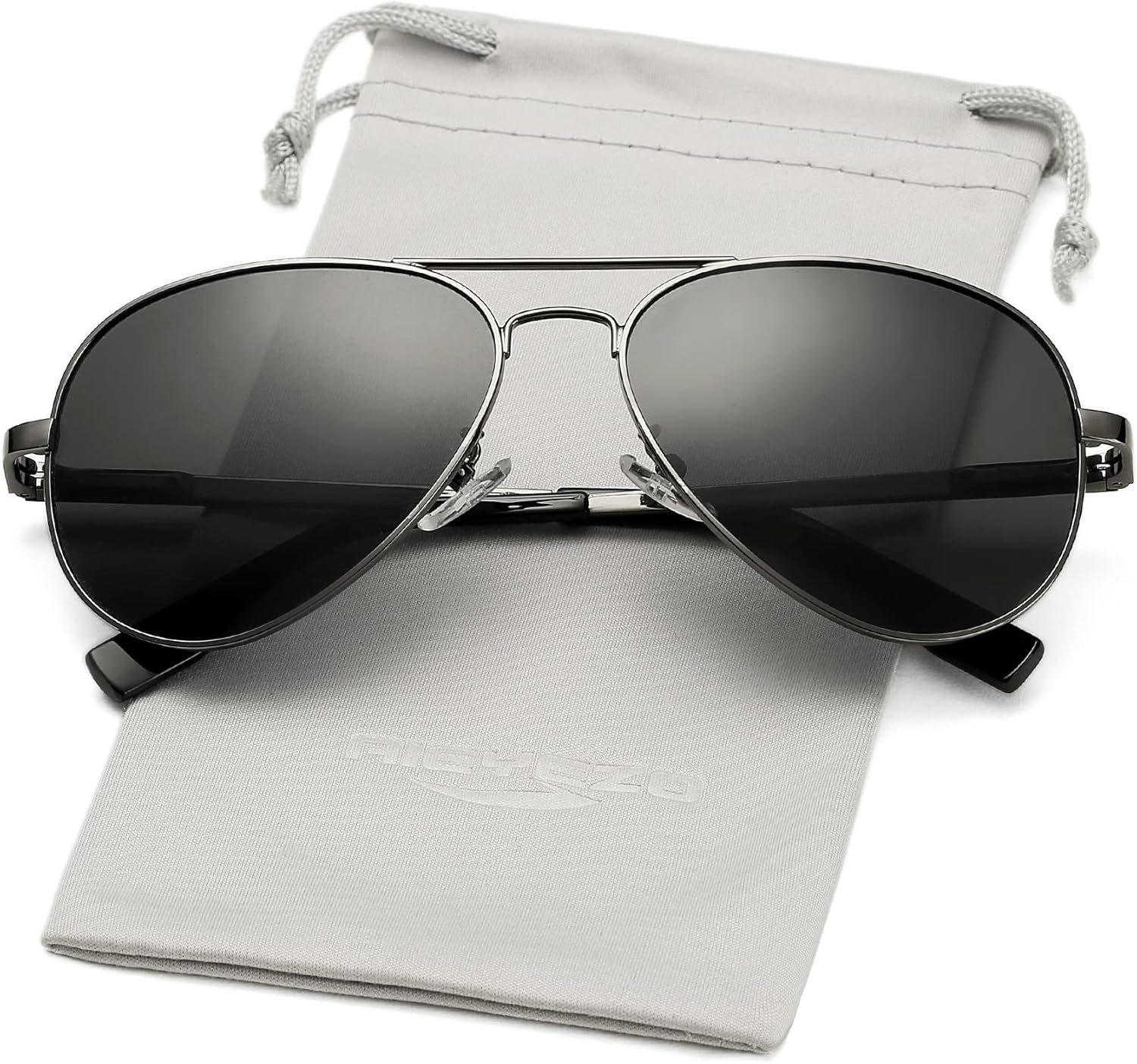 

Классические поляризованные солнцезащитные очки-авиаторы AIEYEZO для мужчин и женщин, с пружинным шарниром и металлической оправой, защита от УФ-излучения UV400, Gunmetal/Grey