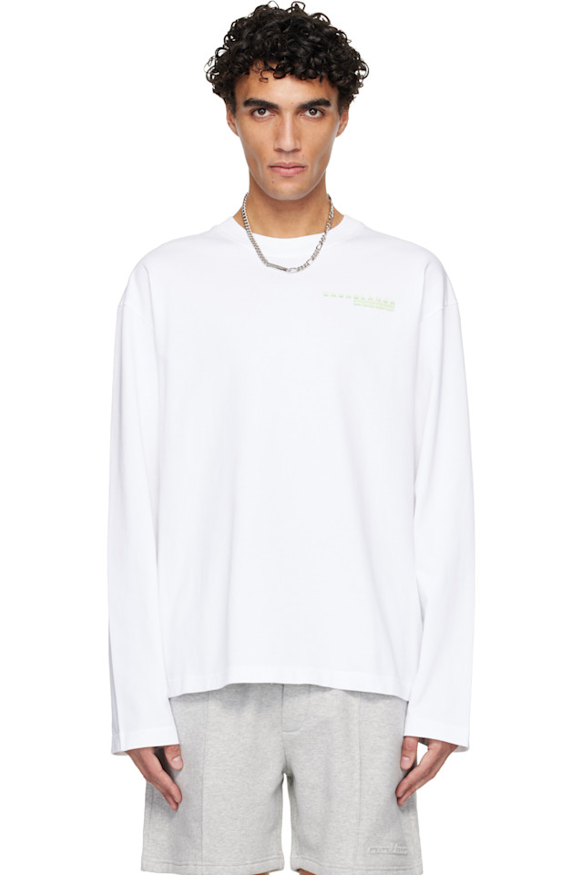 

Casablanca Белая футболка с длинными рукавами с эффектом глитча и орхидеей