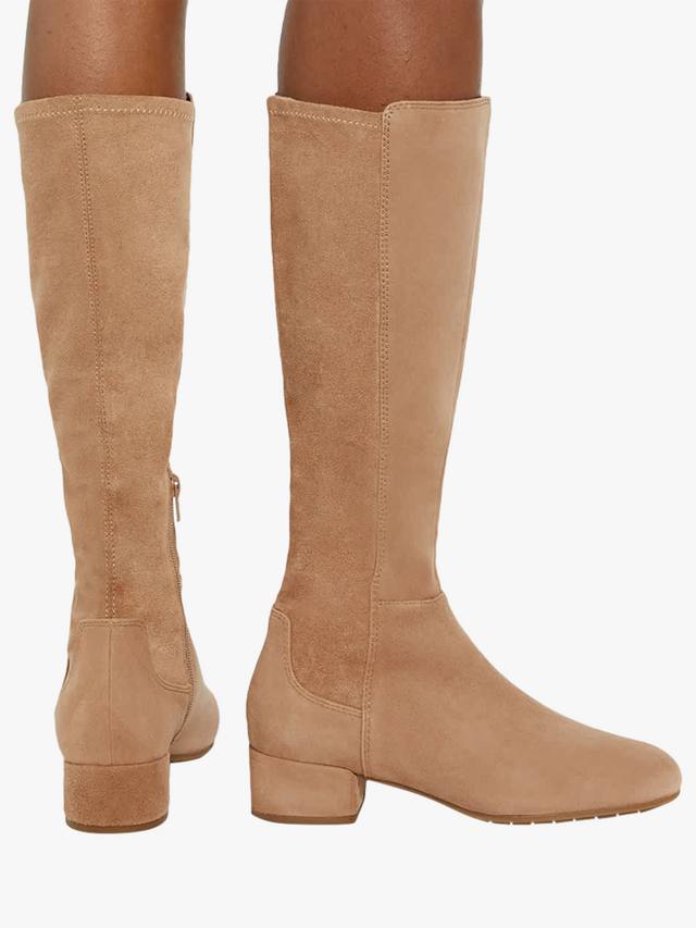 Tayla Wide Fit замшевые высокие сапоги до колена Dune London, Caramel — фото 2